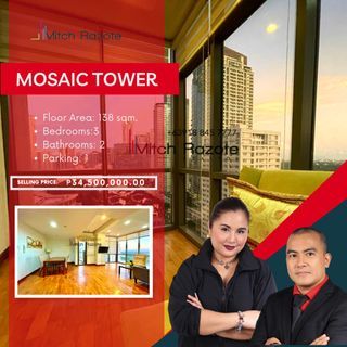 Beautiful 3 Bedroom Unit For Sale at Mosaic Tower Near Greenbelt Makati
