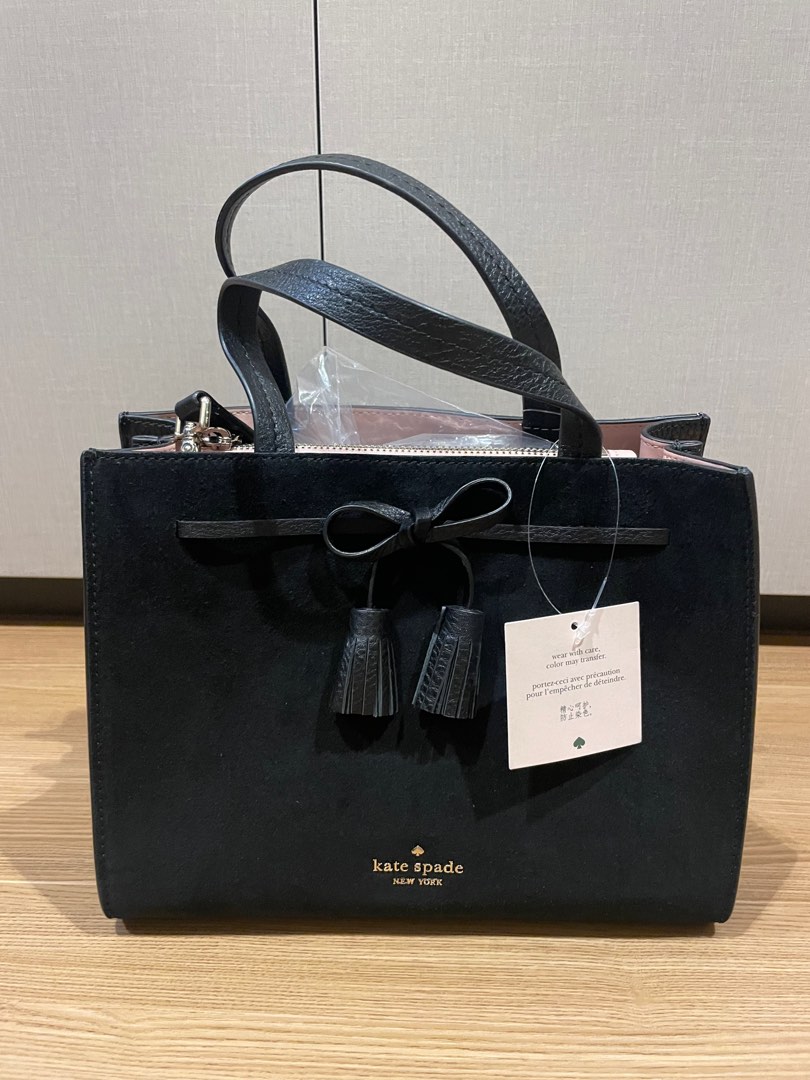 BN Kate spade small satchel hayes suede black Women s Fashion Bags Wallets Cross body Bags on Carousell