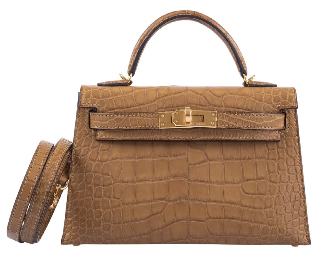 BRANDNEW!!! HARD TO FIND HERMES MINIKELLY CHAI MATTE CROC!, Luxury, Bags & Wallets on Carousell