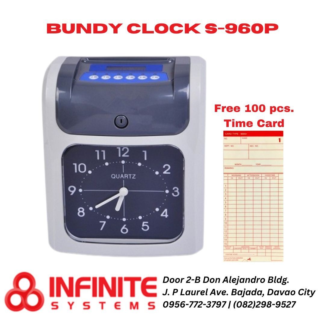 BUNDY CLOCK S960P TIME AND ATTENDANCE RECORDER WITH FREE 100 pcs