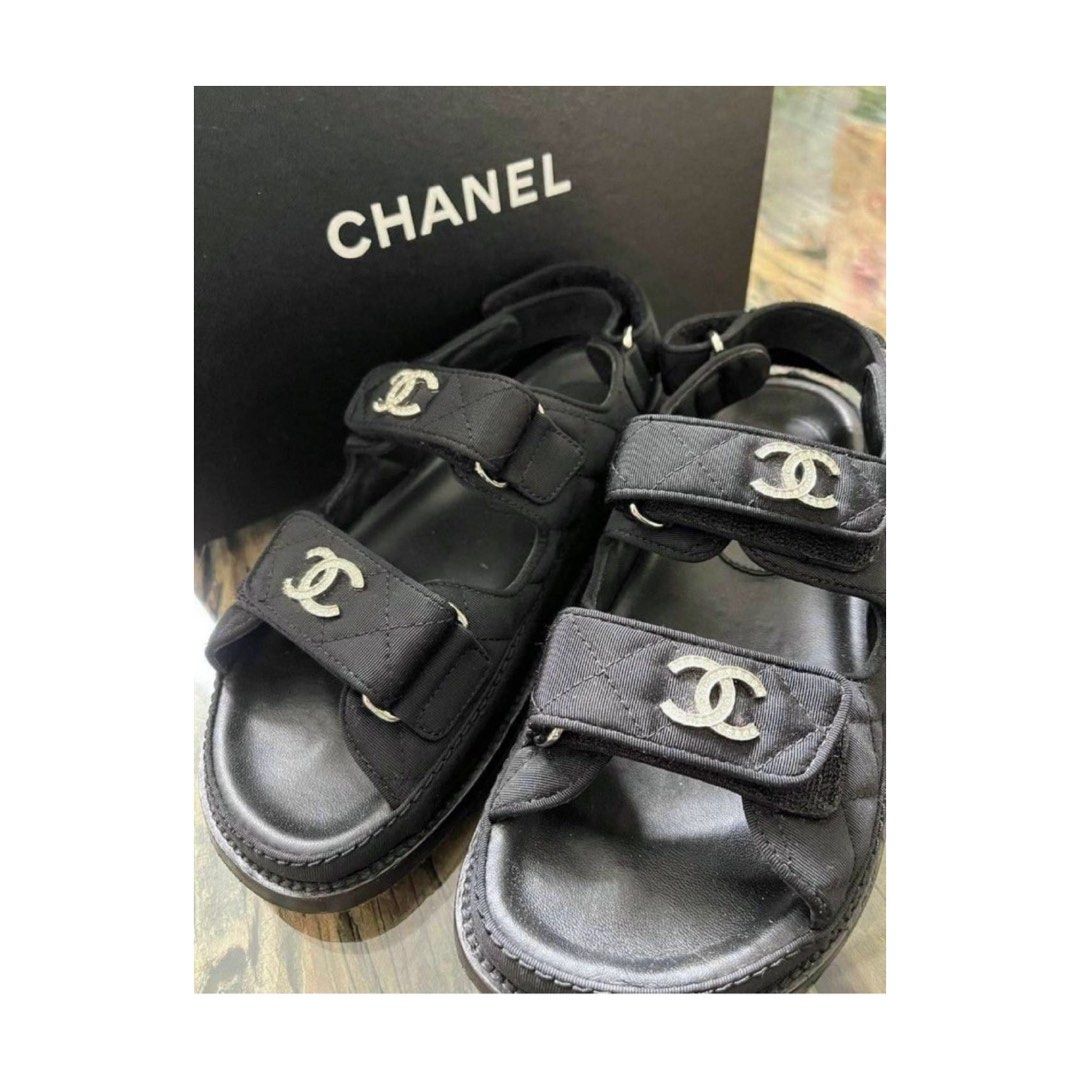Chanel dad sandals in black, Luxury, Sneakers & Footwear on Carousell