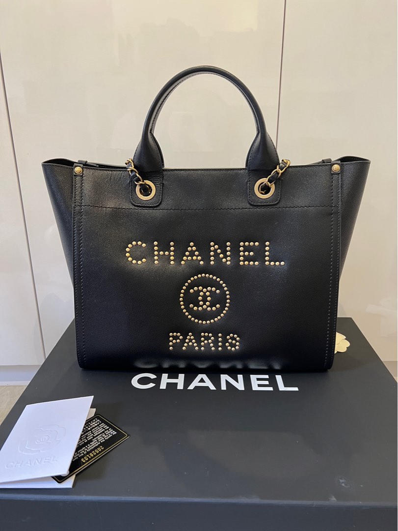chanel leather deauville tote