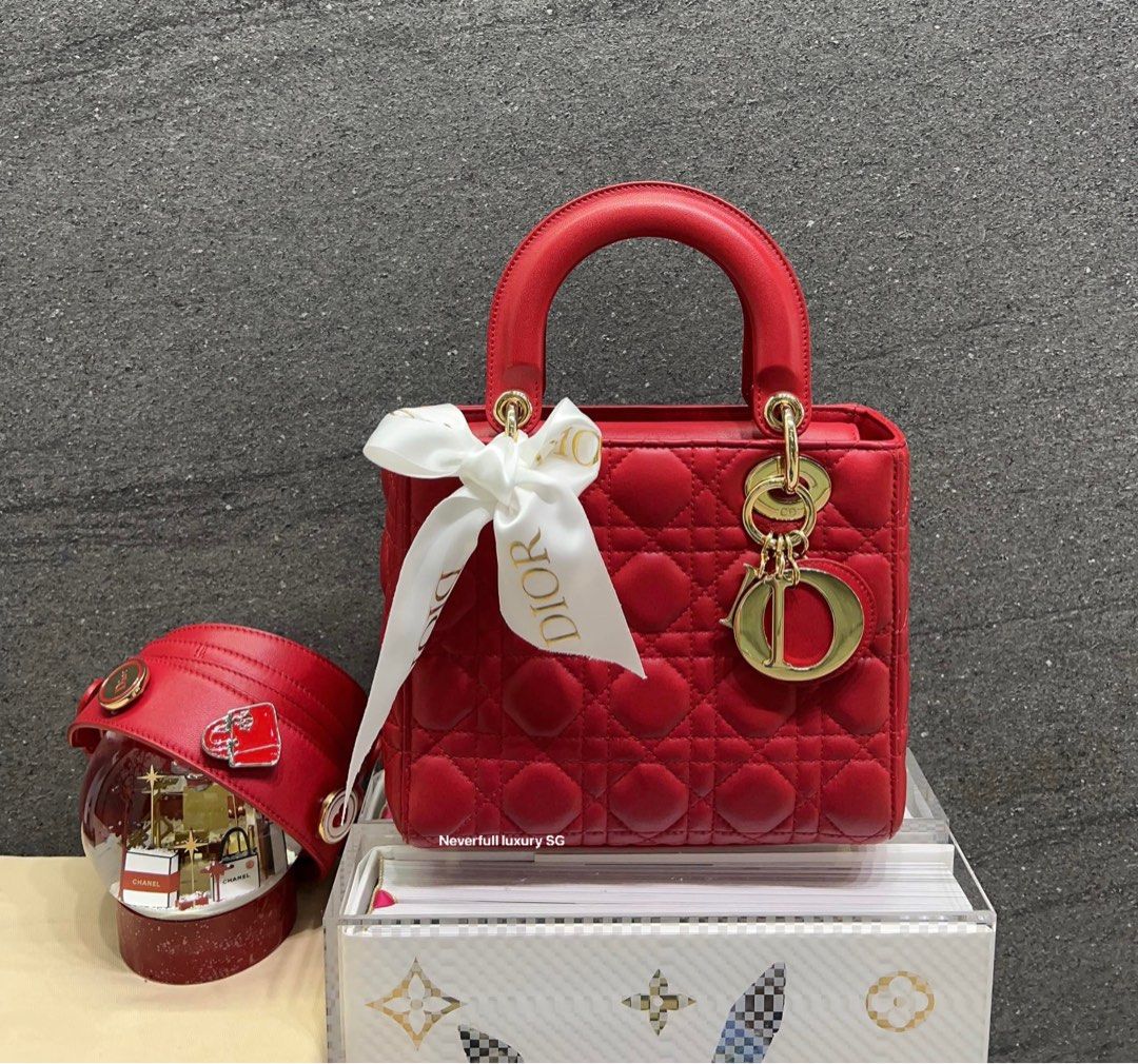 Christian Dior My Lady ABCDior Small Scarlet Red Cannage Lambskin GHW