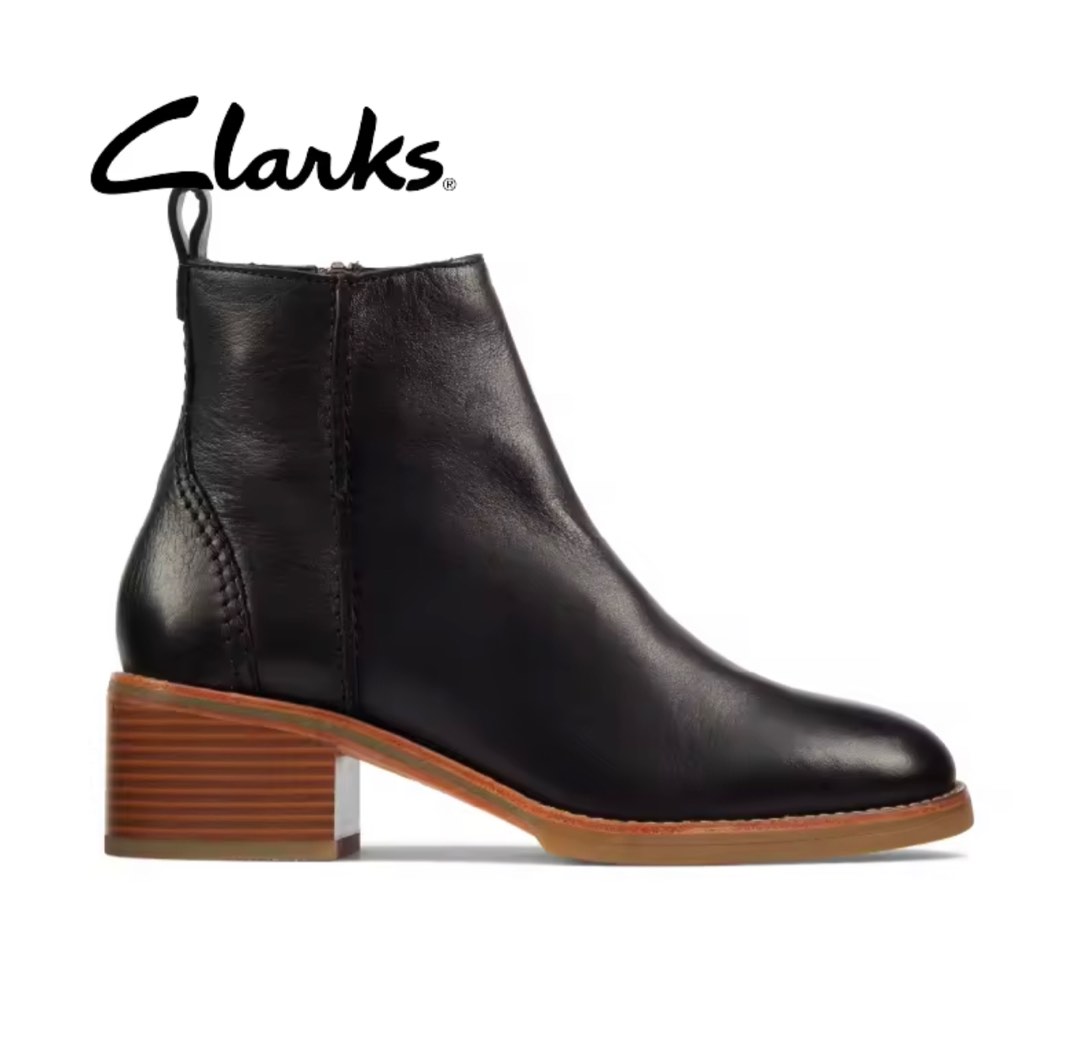 clarks black leather ankle boots