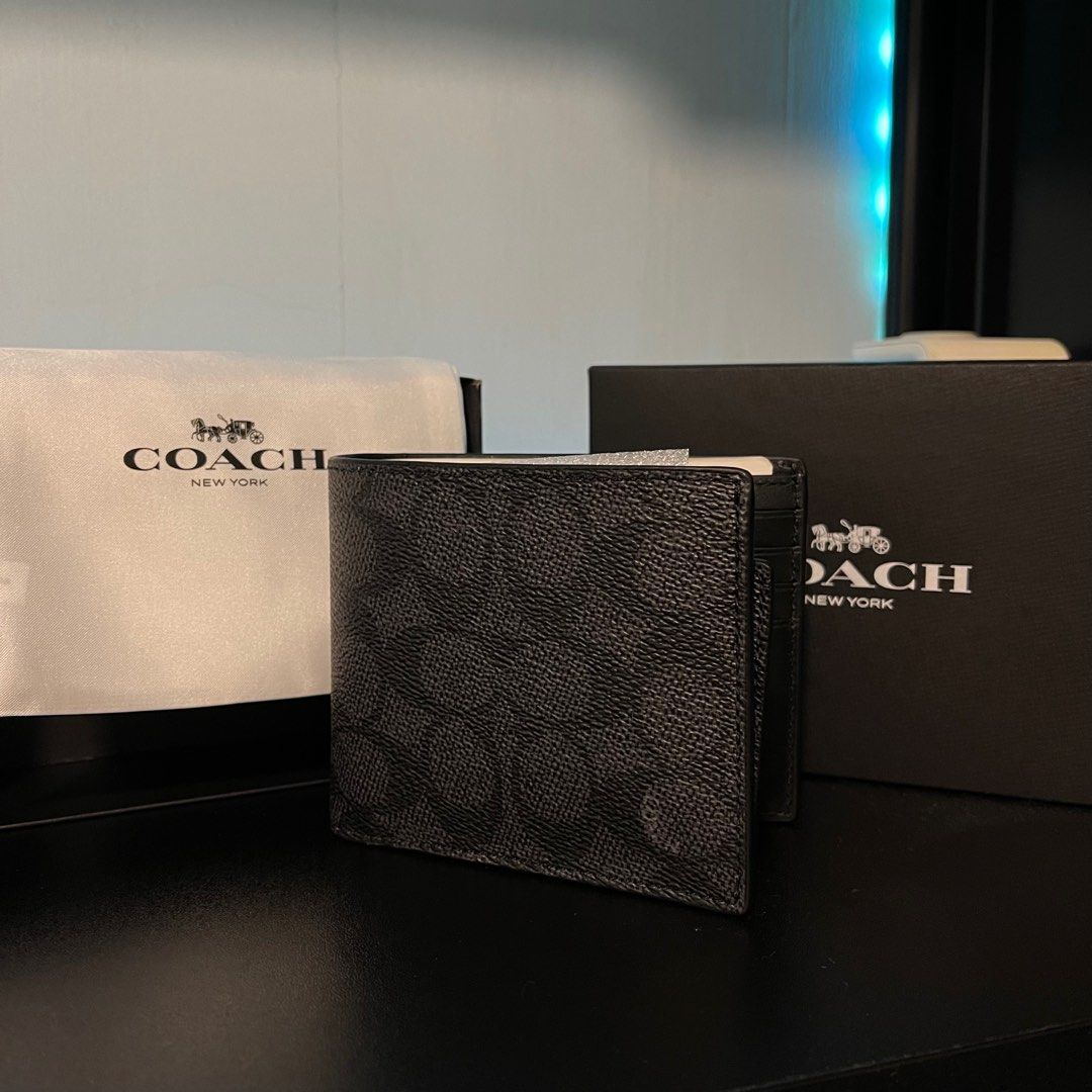 Coach Gray 3-in-1 Calfskin Wallet [AUTHENTIC], Men's Fashion