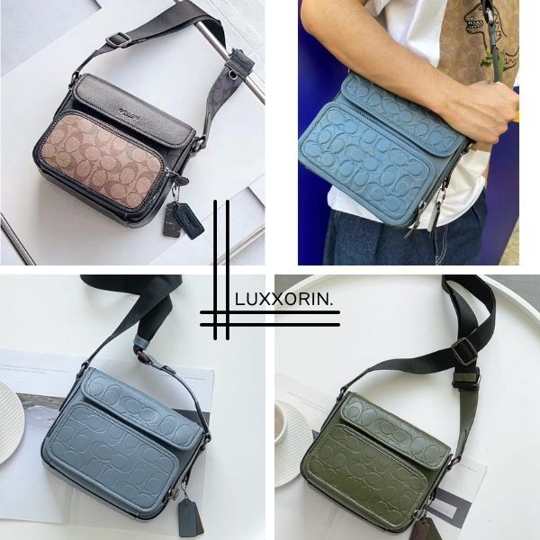 Coach Sullivan Flap Crossbody In Blocked Signature Canvas Signature Canvas Signature Leather Men Sling Messenger Shoulder Bag