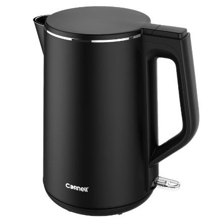 Electric Kettle 1.5 L, 100% Stainless Steel Interior Double Wall, 1500W Cool Touch Water Boiler, BPA-Free with Auto Shut-Off and Boil-Dry Protection