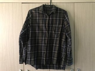 Dark Green Plaid Longsleeves Pocket Shirt Unisex