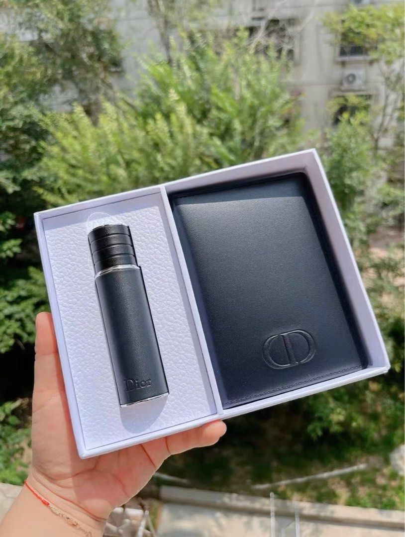 Dior Sauvage perfume 10ml + passport holder gift set, Beauty & Personal
