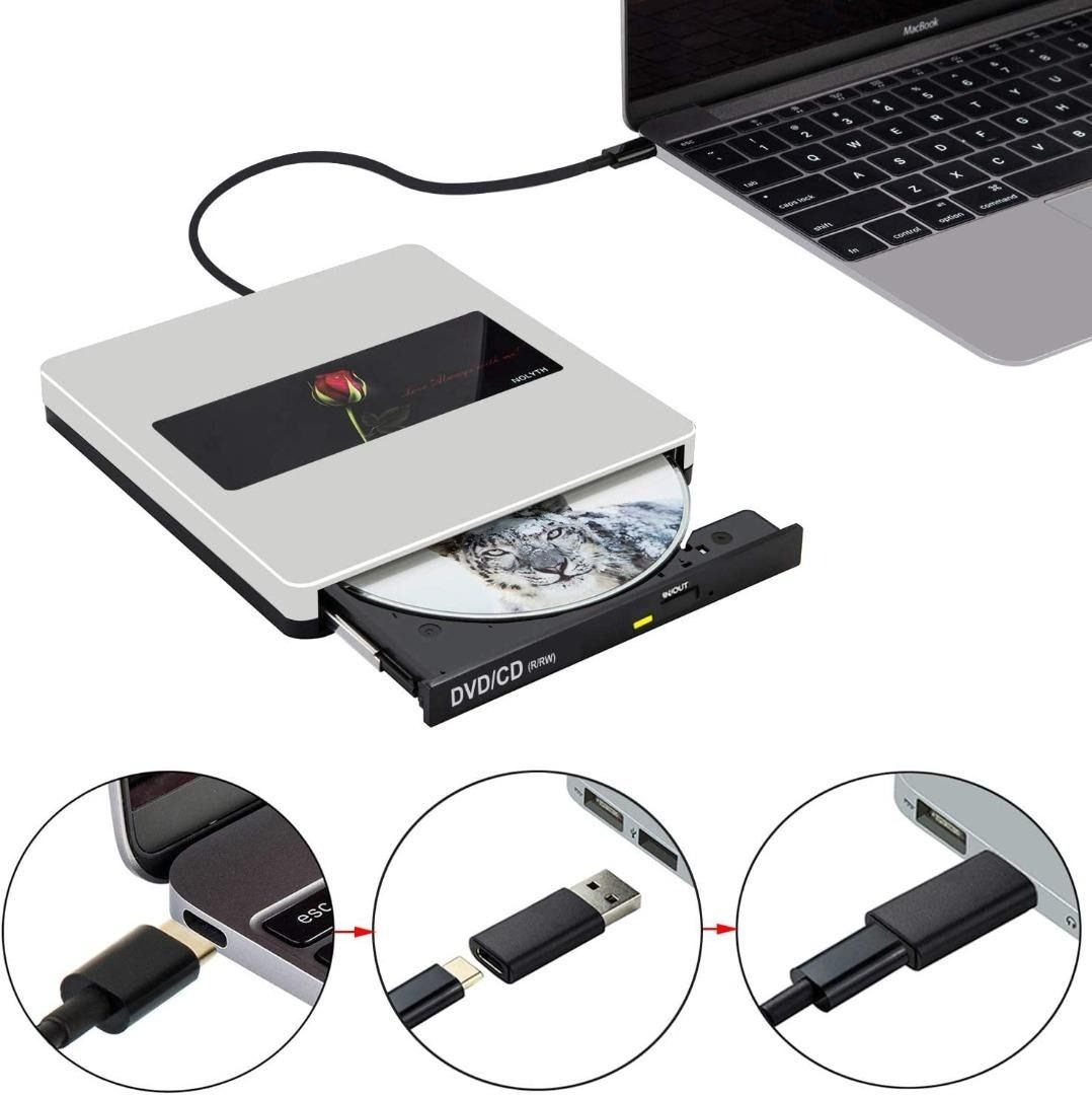 External CD/DVD Drive for Laptop, USB 3.0 Portable DVD CD+/-RW Drive Slim  DVD/CD ROM Rewriter Burner Writer, High Speed Data Transfer Pro Desktop
