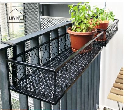 Flower Pot Plant Hanging Rack Balcony Garden Metal Railing Stand HDB Planter Hanger JL1435 Furniture Home Living Gardening Pots Planters on Carousell