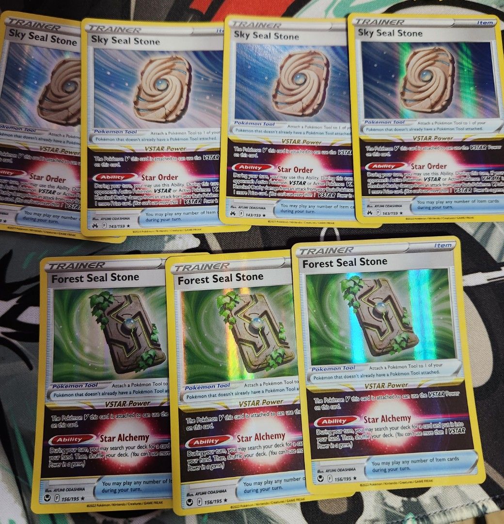 Forest seal stone & Sky seal stone Pokemon tcg playables, Hobbies