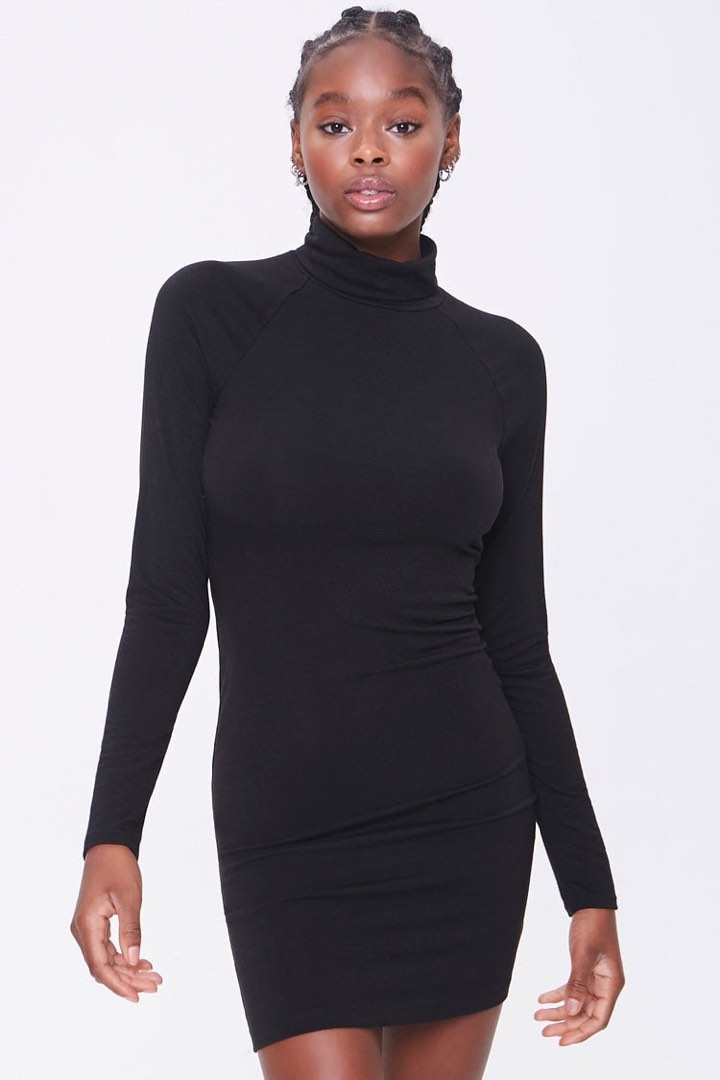 Forever 21 BNWT Plain Black Turtle Neck Fitted Long Sleeve Pencil