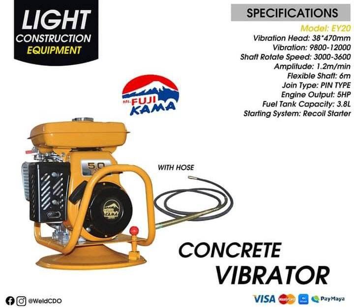 Fujikama Concrete Vibrator 5HP EY20 with Hose, Commercial & Industrial