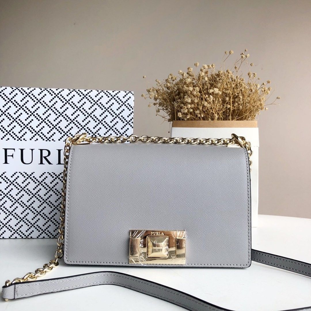 Furla Mimi Chain Crossbody Sling Bag Grey