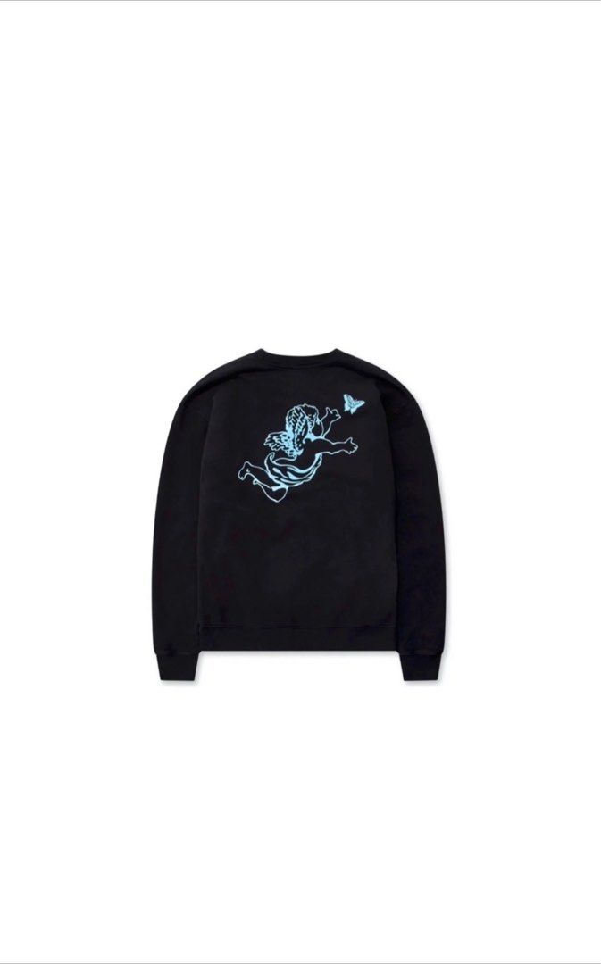 Girls Dont Cry GDC Angel Logo Crewneck Sweatshirt Black Blue, 男裝