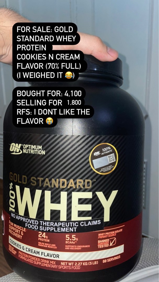 Gold Standard Whey Protein 5lbs Cookies and Cream, Health & Nutrition