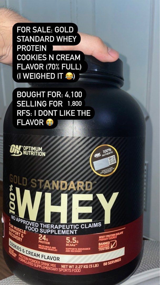 Gold Standard Whey Protein 5lbs Cookies and Cream, Health & Nutrition