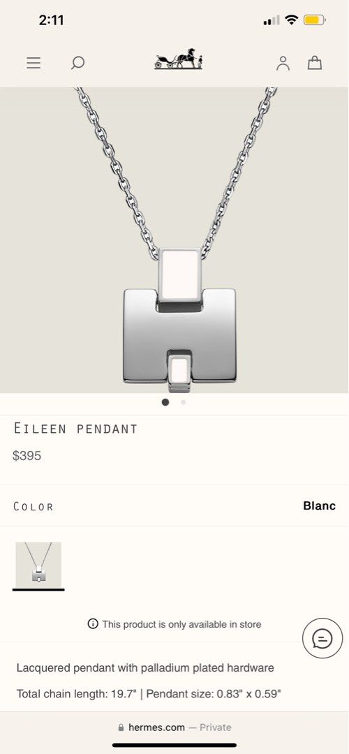 Hermes cheap eileen pendant