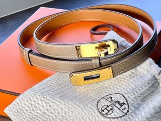 Hermes Belt Kelly 18 Vaux Epson Etoupe Pink