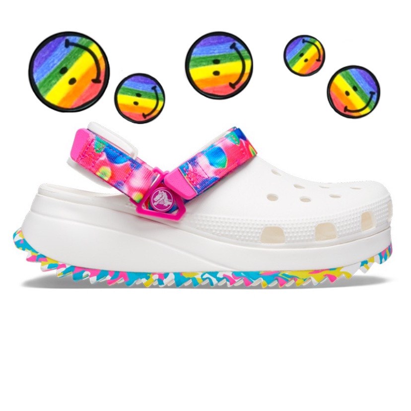 Hiker crocs funfetti Women s Fashion Footwear Sandals on Carousell