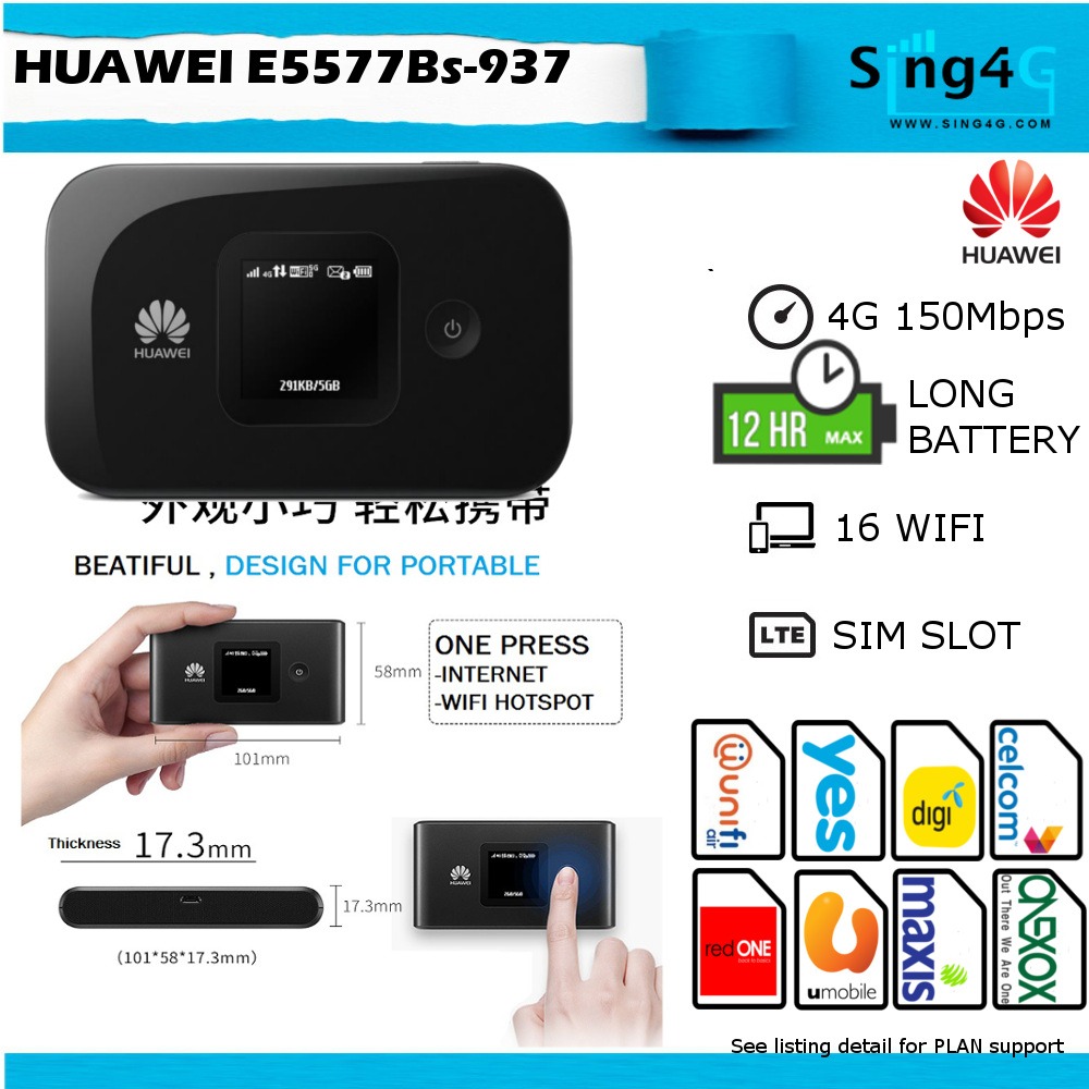 Modem Huawei E5577Bs-937 4G LTE direct sim mifi 12 hr battery 3000mAH ...