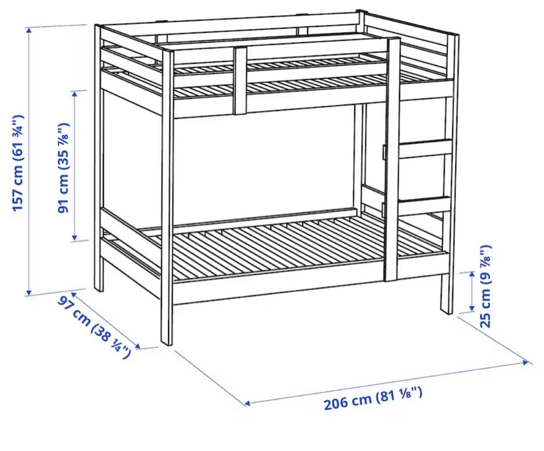 IKEA MYDAL BUNK BED WHITE, Furniture & Home Living, Furniture, Bed