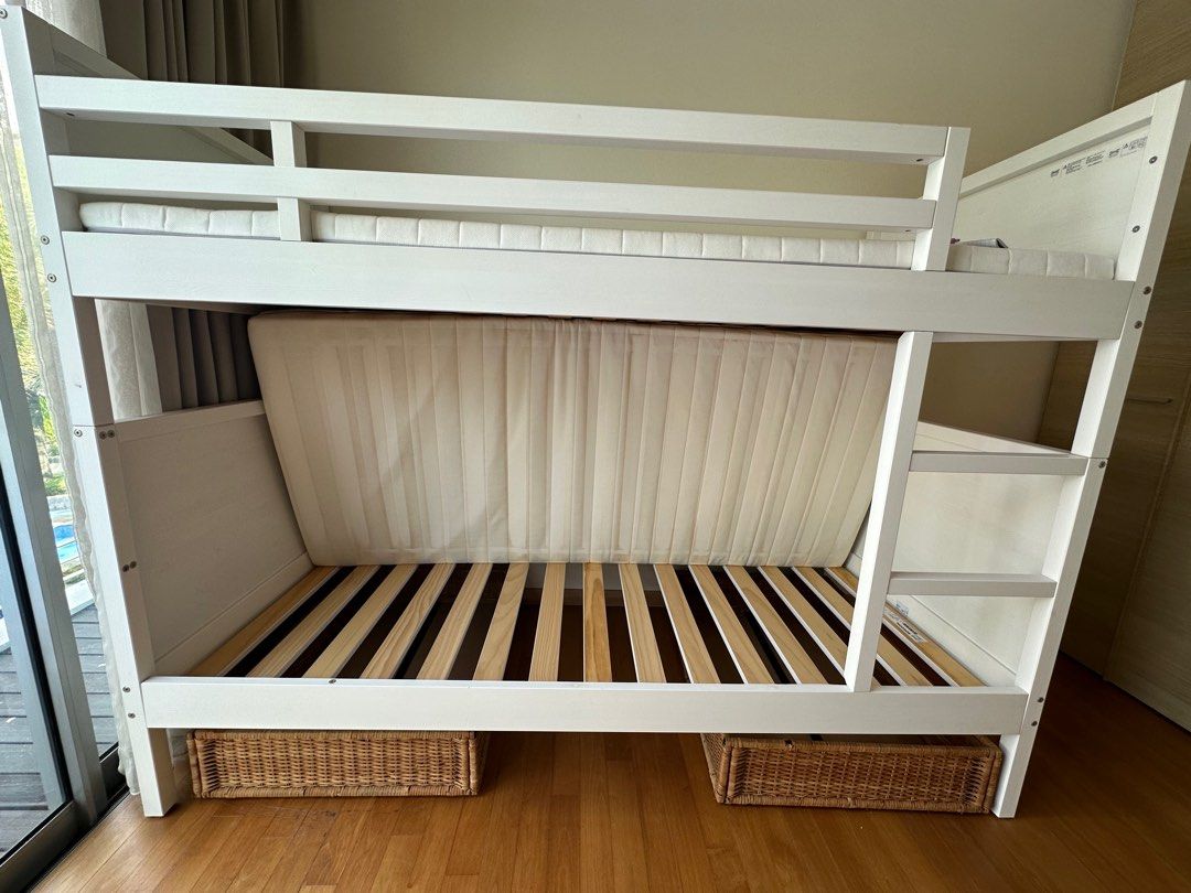 IKEA MYDAL BUNK BED WHITE, Furniture & Home Living, Furniture, Bed