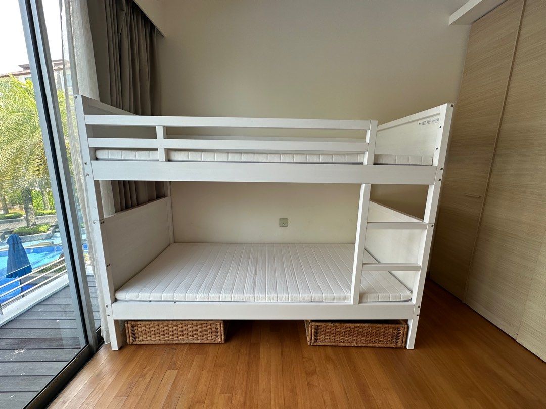 IKEA MYDAL BUNK BED WHITE, Furniture & Home Living, Furniture, Bed