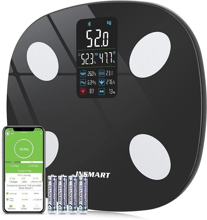 Nutri Fit BMI Scale Digital Body Bathroom Scale Body Mass Index Body Weight Analyzer for Heavy Duty 400 lbs Large Backlight Display Black