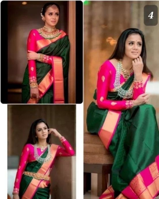 Buy Olive Green Saree N Blouse With Pink Jacket Party Wear Festive Wear  Online at Best Price | Cbazaar