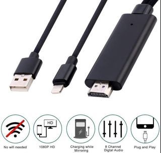 IPhone Pad to HDMI Cable 6.6ft HDMI Adapter 1080P HDTV Connector Cable, Digital AV Adapter Cord Compatible with Phone X 8 7 6 Plus 5s 5, Pad, Pod to TV Projector