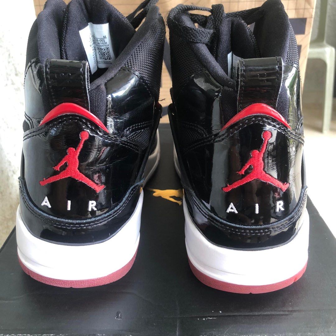 Nike Air Jordan Flight 45 High 'Bred' Patent Leather Sneakers Size 8 Black