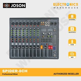 Joson Spider-8ch Professional Mixer, 8-Channel Mixing Console and Aux Paths Effects Processor