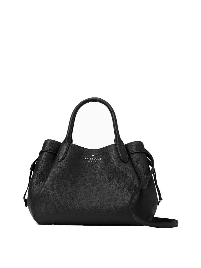 Kate Spade Pebbled Leather Dumpling Large Satchel in Black Luxury