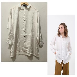 Kemeja putih Atasan Becca Long Sleeve Shirt Berrybenka