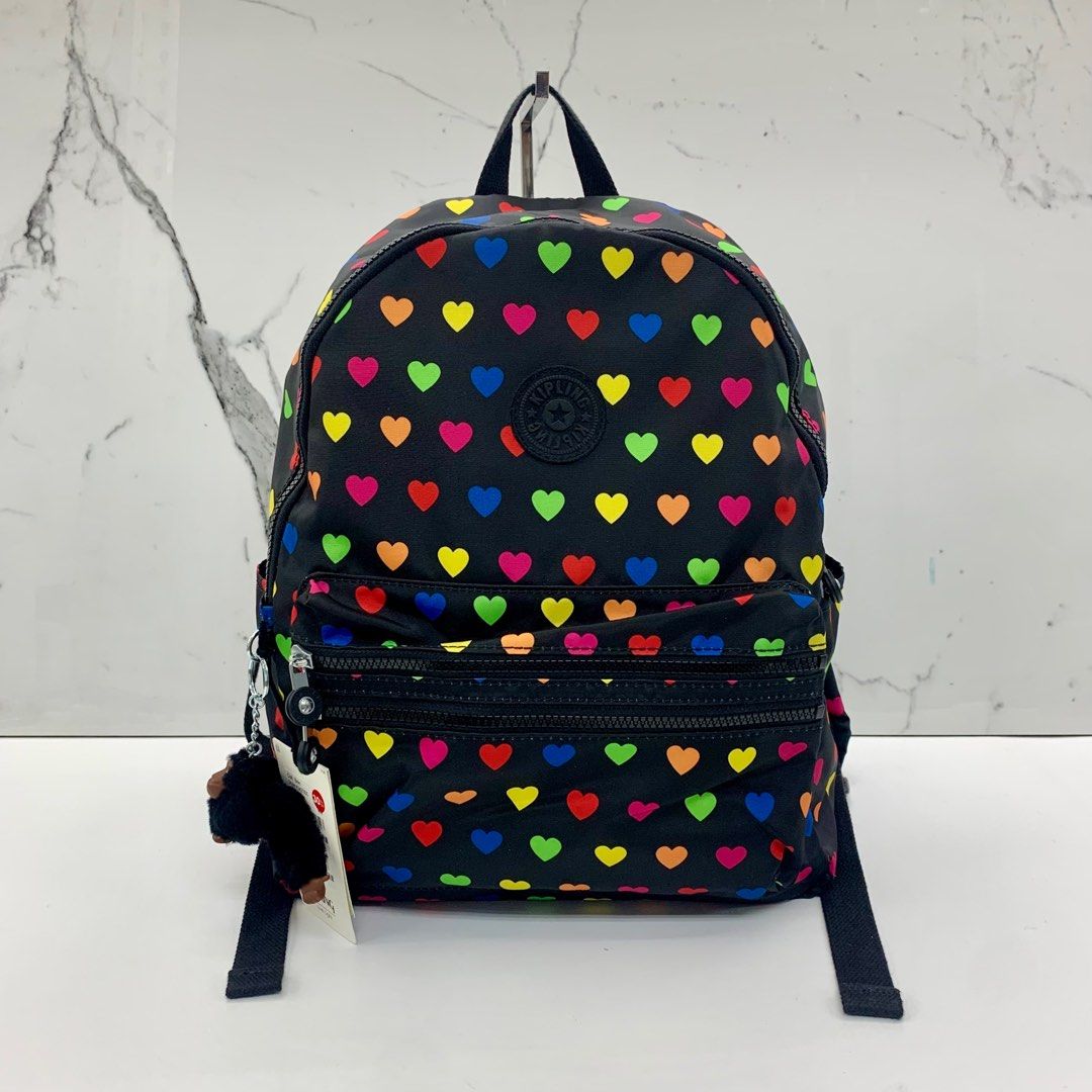 KIPLING BLACK NYLON RAINBOW HEART BACKPACK 237010385 Luxury Bags Wallets on Carousell