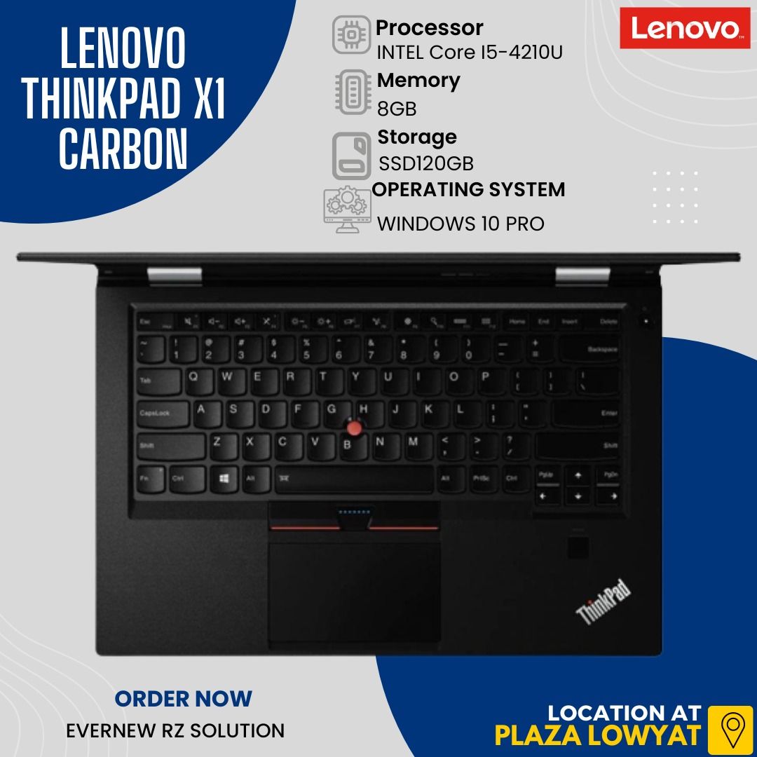 LENOVO THINKPAD X1 CARBON | INTEL CORE I5 - 4210U @ 2.7GHz | 8GB