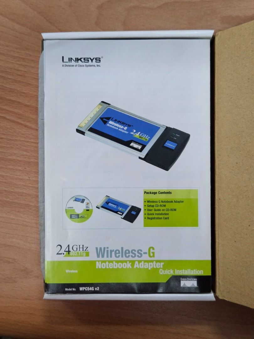 Linksys Wireless-G Notebook Adapter 2.4 GHz 802.11g WPC54G Ver. 2 with ...