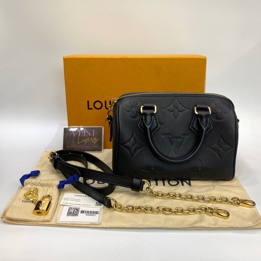 LV Speedy Bandoulière 20 Black Monogram Empreinte Leather (NFC), Luxury,  Bags & Wallets on Carousell