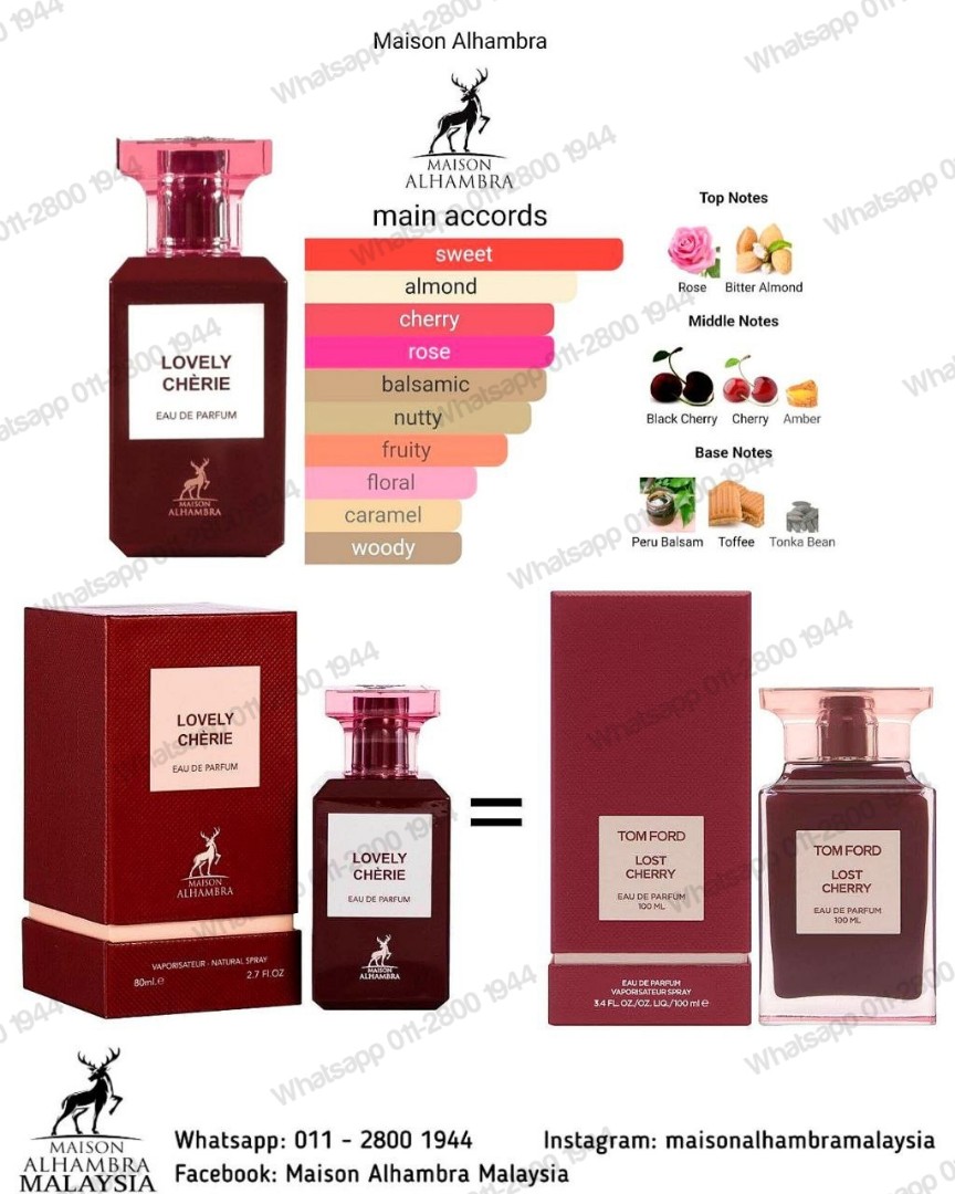 LOVELY CHERIE dupe Tom Ford Lost Cherry, Beauty & Personal Care, Fragrance  & Deodorants on Carousell