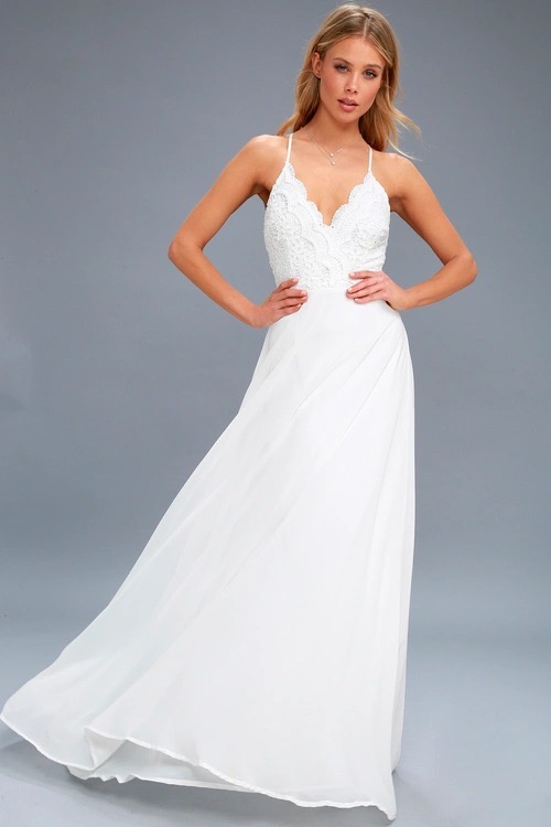 Lulus Madalyn White Lace Maxi Dress in White Women s Fashion