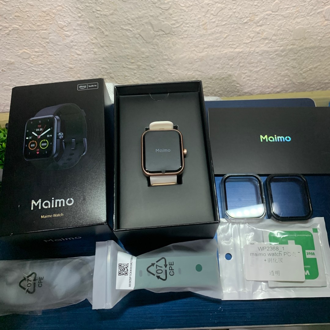 Maimo Smart Watch Premium Set (Rose Gold Border & Green +White Strap ...