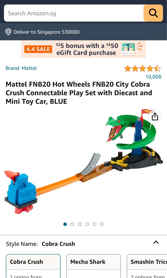 Mattel Hot Wheels FNB20 City Cobra Crush Connectable Play Set