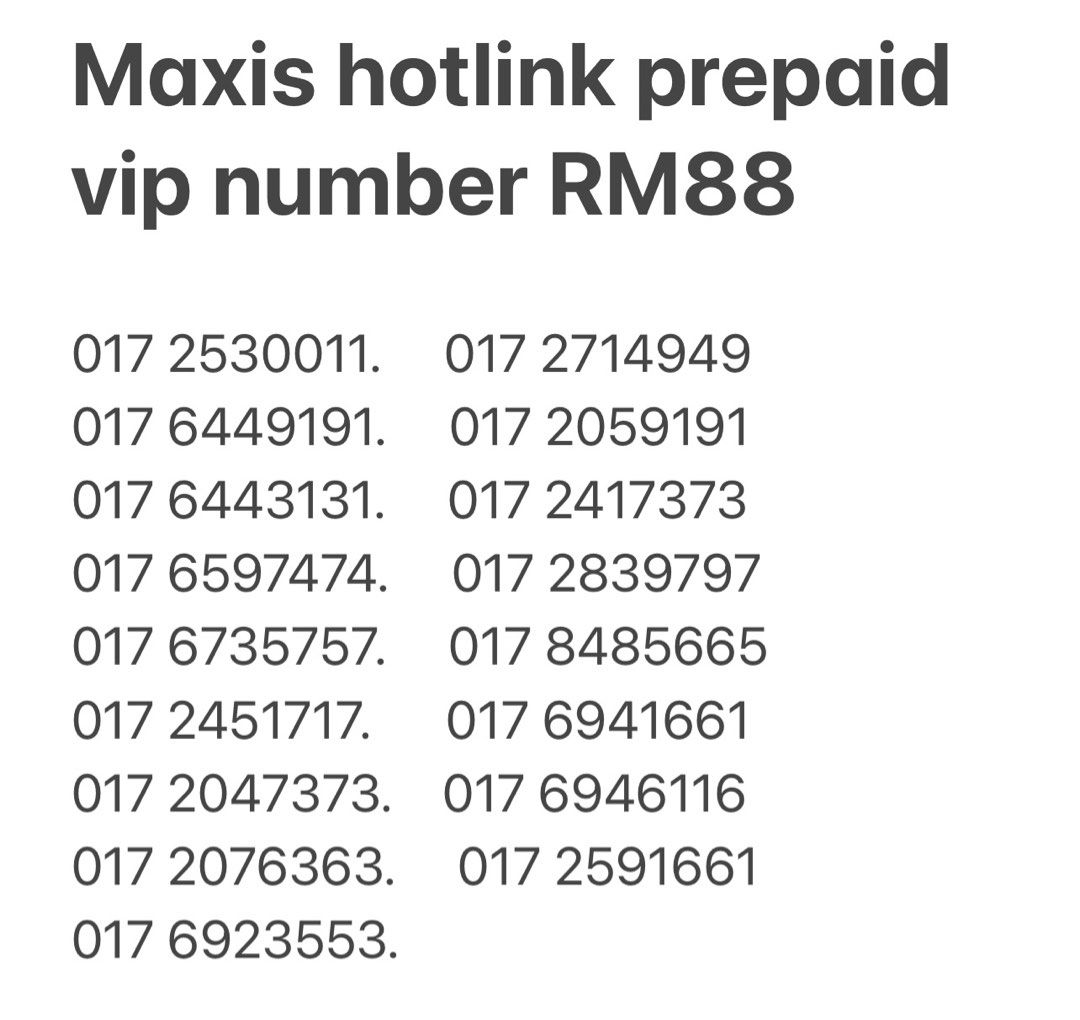 Maxis hotlink prepaid simcard VIP number, Mobile Phones & Gadgets
