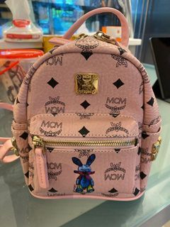 NEW MCM Zoo Rabbit Doll Backpack Pink Powder Visetos Canvas Park