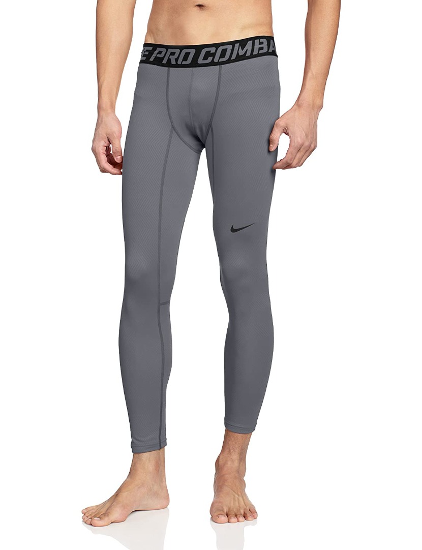 Mens Nike Pro Combat Hyperwarm Lite Compression Tights Cool Grey 1993, Fesyen Pria, Pakaian