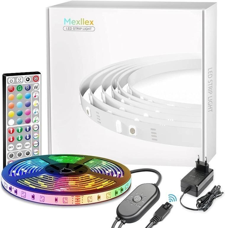 Mexllex 6 m RGB LED Strip Light with Remote Control, Colour Changing LED Strip Light for Home