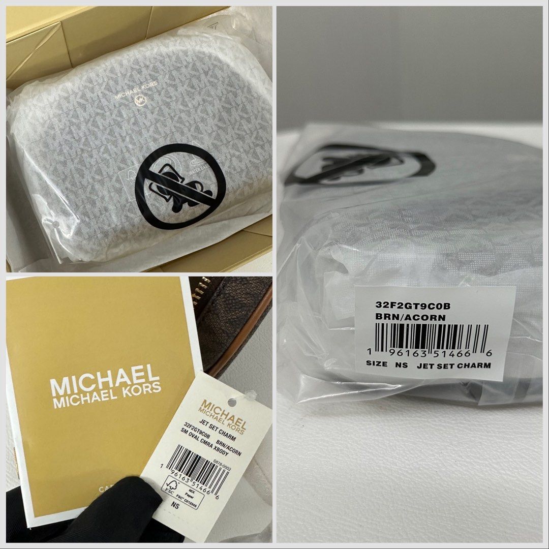 Michael Kors Jet Set Charm Small MK Logo Signature Oval Camera Crossbody Bag