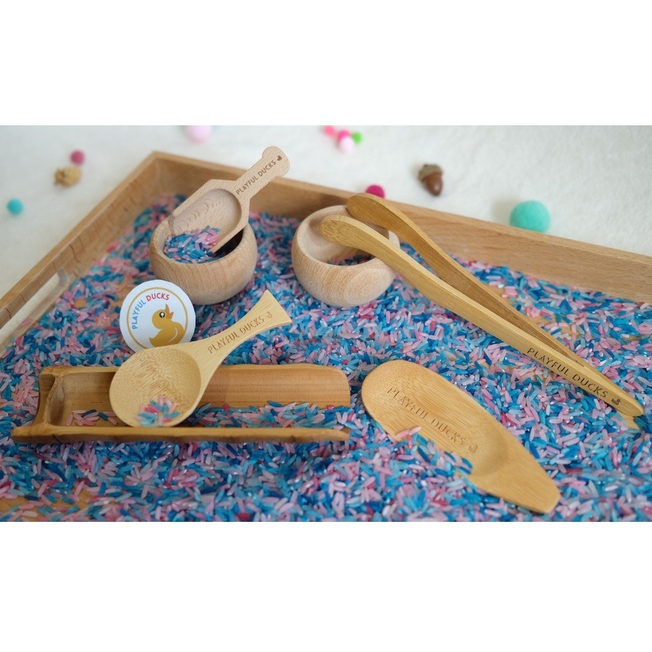 Montessori Wooden Sensory Play Tool Set | Wooden Scoops & Cups Transfer ...
